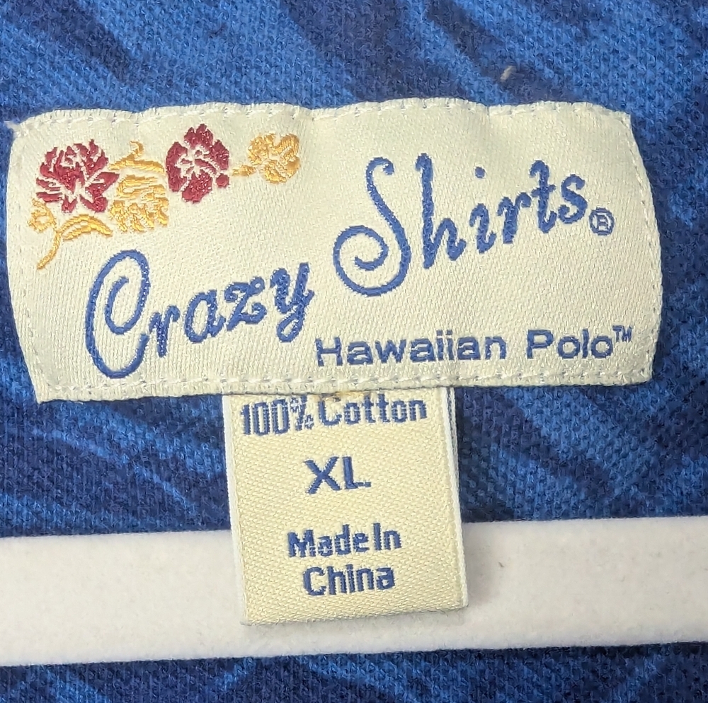 Crazy Shirts Hawaiian Polo XL Blue Tropical Print - Picture 9 of 11
